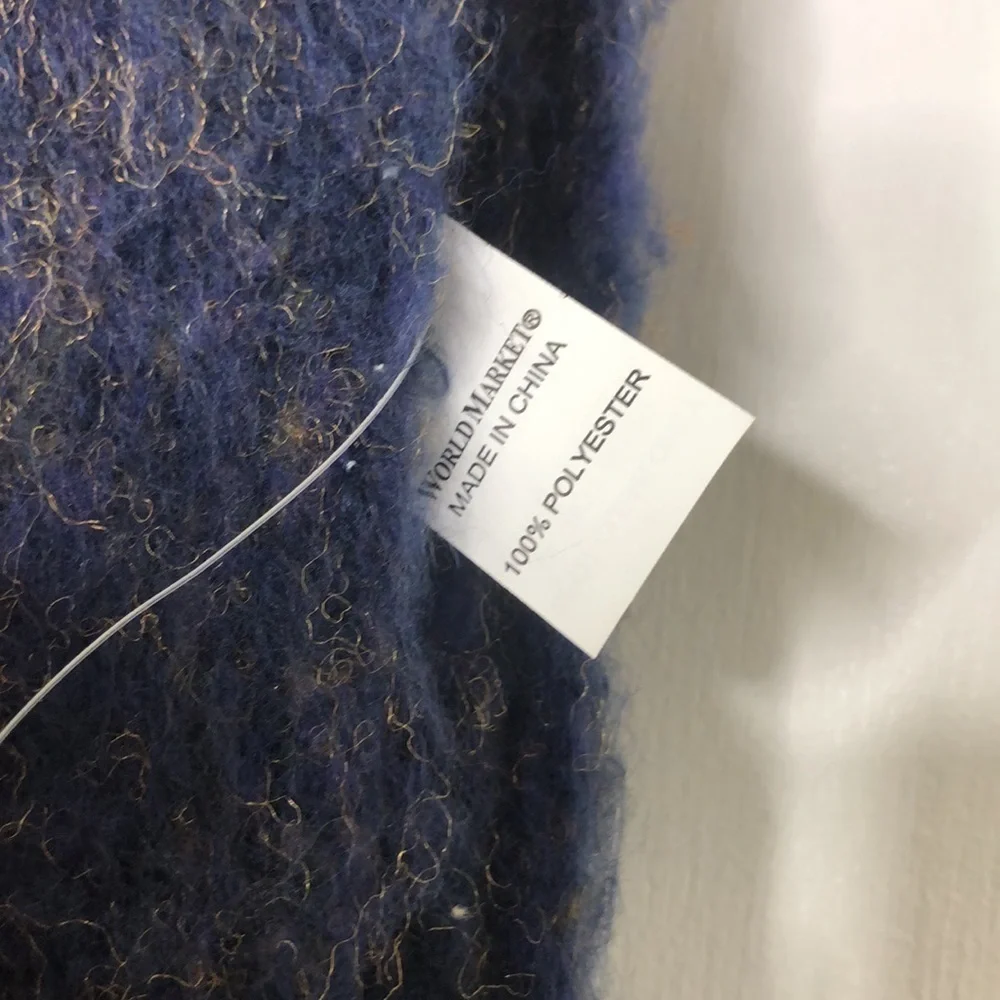 NWT WORLD MARKET FUZZY BLUE & GOLD SCARF